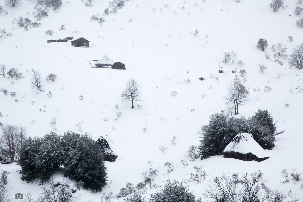 Ruta de las Brañas Teverganas en invierno. Braña Fonfría.